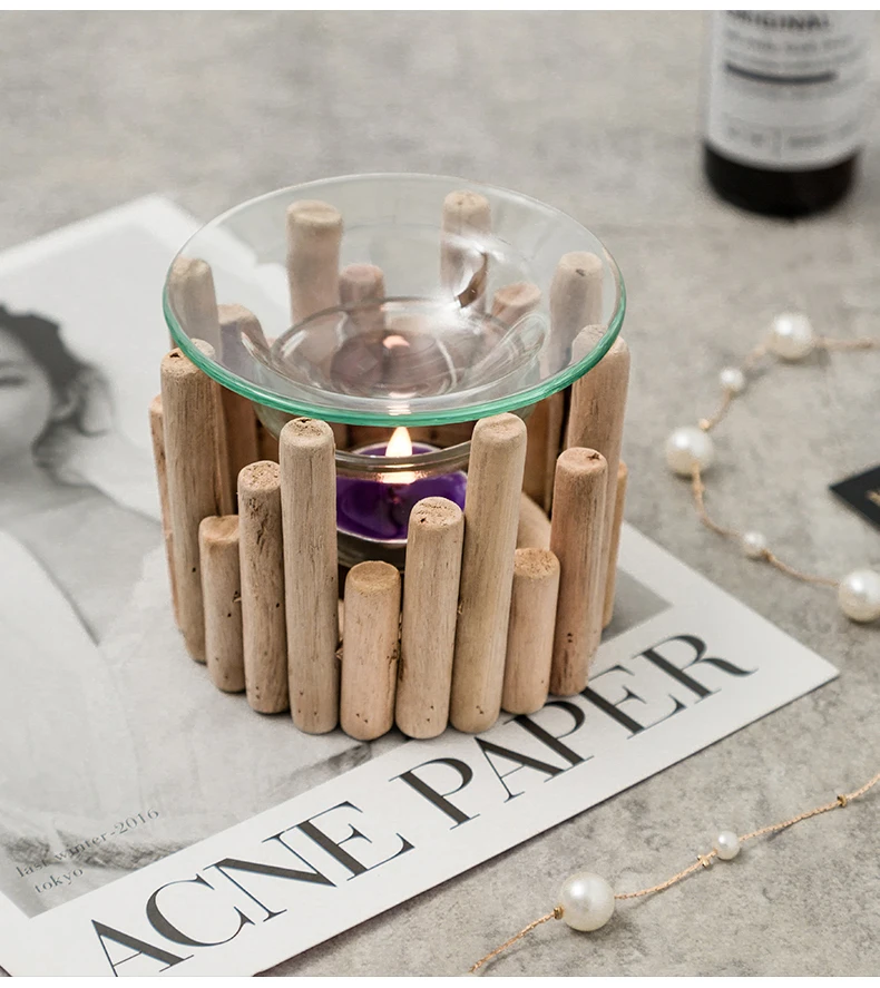 Wooden Candlestick Glass Halloween Christmas Candlestick Romantic Candle Light Dinner Wedding Desktop Display Home Decoration