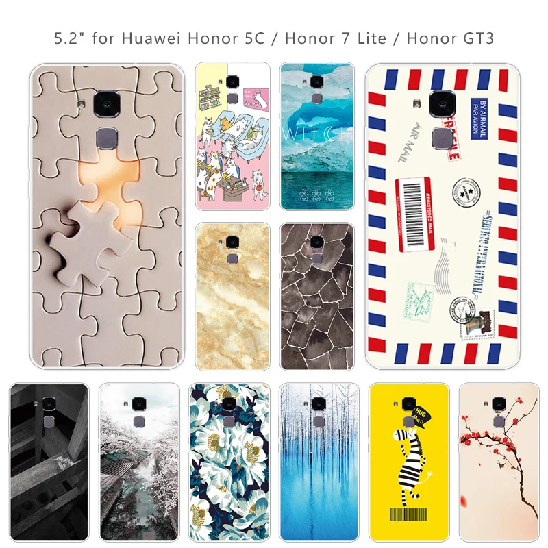 Cases for Huawei Honor 5C / 7 Lite Matte Soft Silicon Back Black Square Cover 5.2&quot Honor7 GT3 Clear Capa |