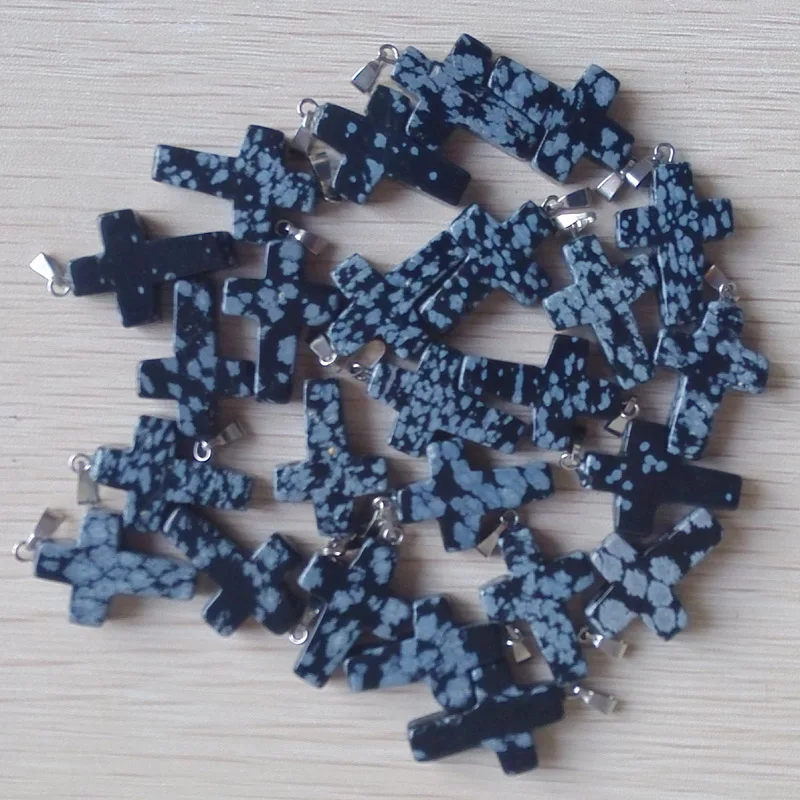 

Wholesale 50pcs/lot fashion Natural black snow stone cross charms pendants for Necklaces jewelry making free shipping