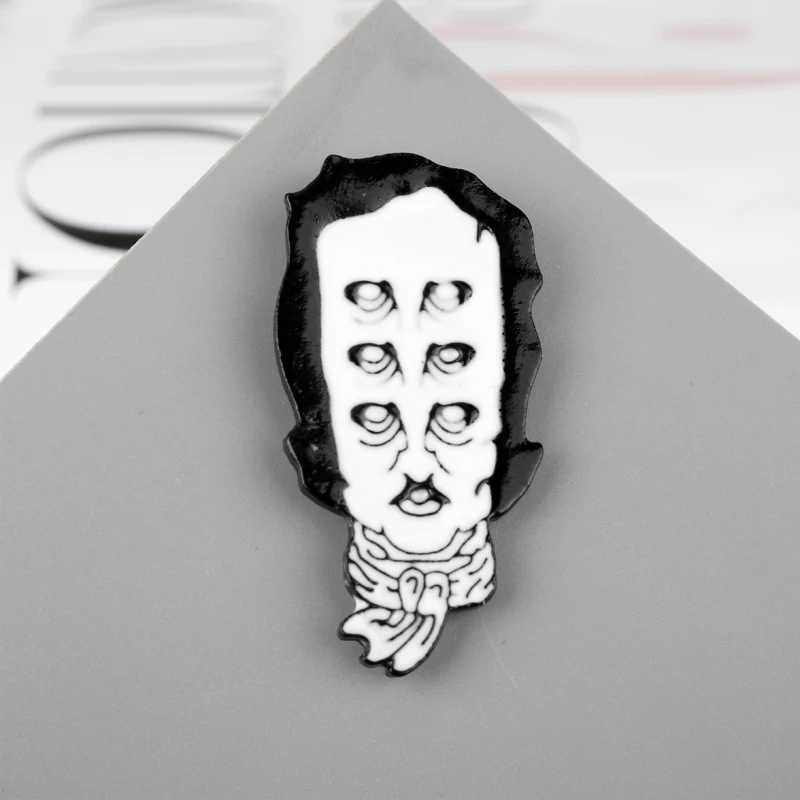 Брошь Эдгара Аллана с булавкой в форме поэта Мультяшные жесткие эмалированные