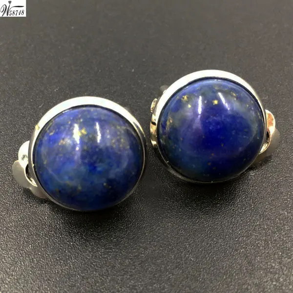 Lapis Lazuli MC6980 Тигровый глаз лазурит малахит авантюрин опал Howlite Кристалл Unakite Jaspe Абалон раковина искусство овальные клипсы WB659 - Окраска металла: Lapis Lazuli MC6980