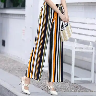 Новые модные весенне осенние летние полосатые повседневные брюки с высокой