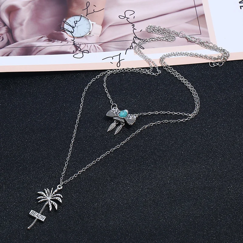 Новый многослойный пляжный кокосовое дерево Золотое колье эффектное Ожерелье