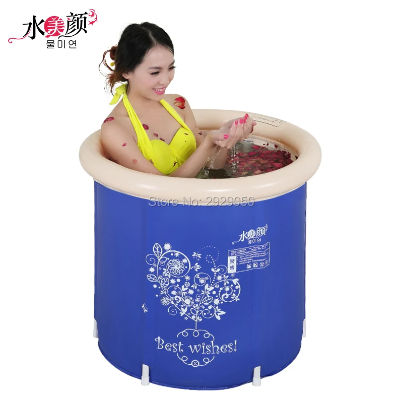 Водонепроницаемая версия темно синего принта 65*65 см Складная Ванна для взрослых