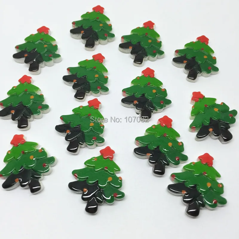 

200pcs 19x23mm Resin Christmas Tree Shaped Xmas Embellishments Flatbacks Cabochons Cardmaking Scrapbooking