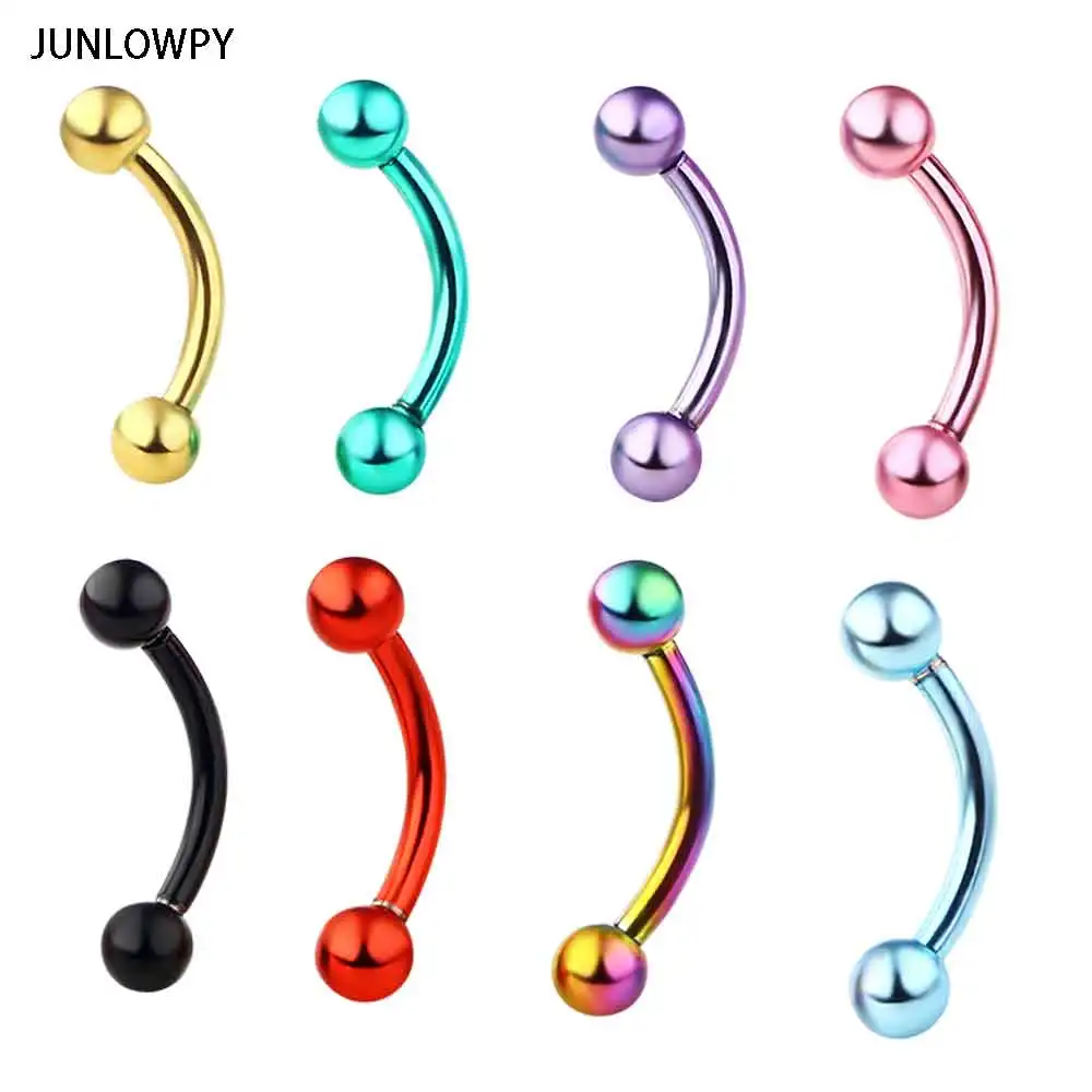 JUNLOWPY нержавеющая сталь анодированная изогнутая штанга для бровей кольцо