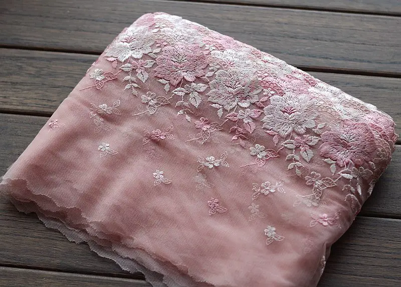2 ярда кружевная отделка темно-розовые вышитые цветы Тюлевое кружево 7 09 дюйма в