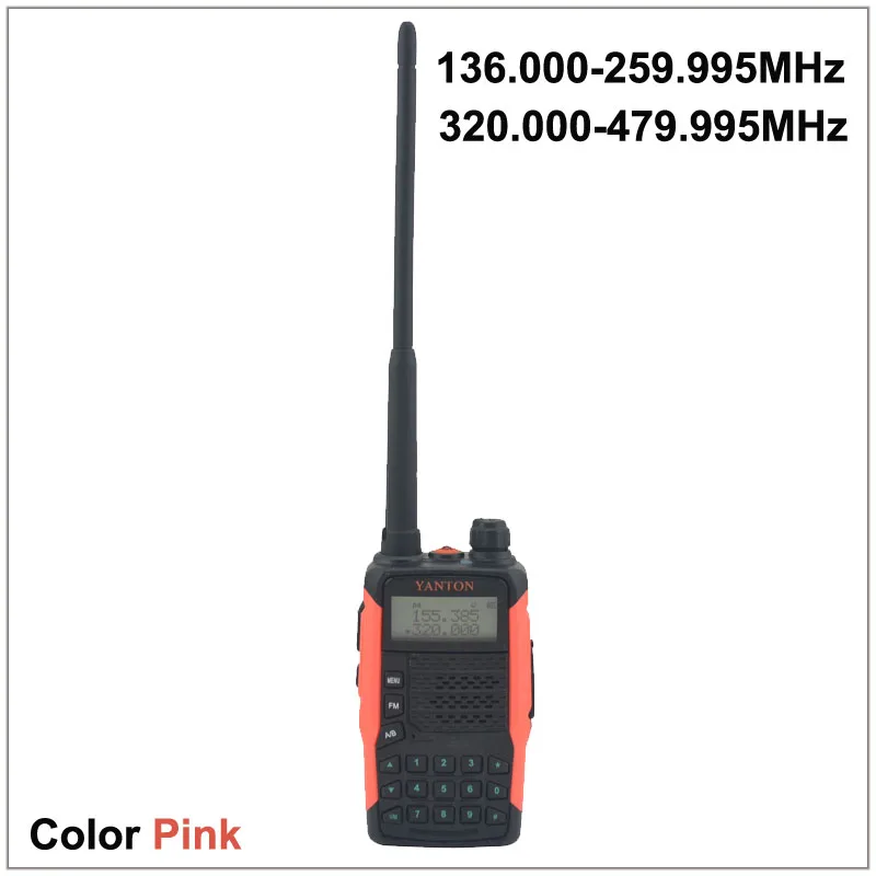 Dual Band FM Portable Two-way Radio YANTON GT-03 TX & RX both from 136.000-259.995MHz & 320.000-479.995MHz  Color Pink
