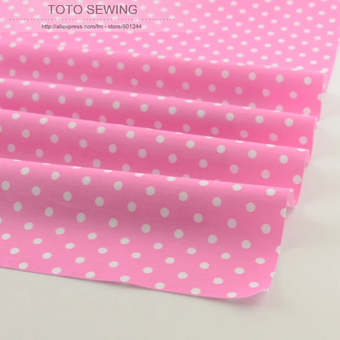 Розовая хлопковая ткань в горошек 50x160 см/шт tissu для постельного белья детская