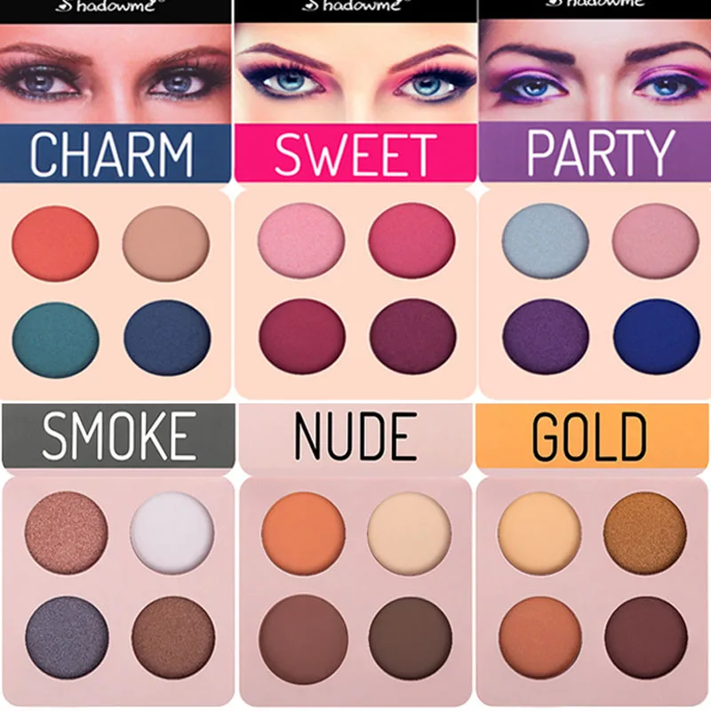Палитра матовых теней для век 4 цвета нюдовая пудра пигменты макияж глаз бальзам