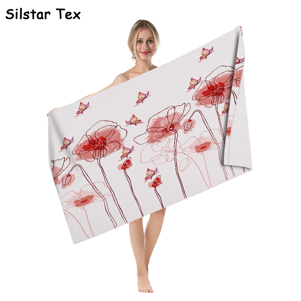 Silstar Tex пляжное полотенце с цветочным принтом из микрофибры большое листом