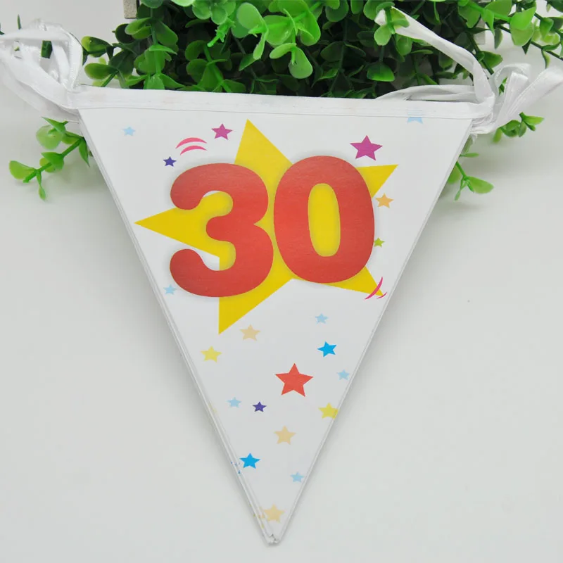 Номер 18/20 Вт, 30 Вт/40/50/60 баннер из ткани для флагов кулон на день рождения компания украшение на день рождения Праздничный Декор Бумага знамя флаги - Цвет: number 30 red