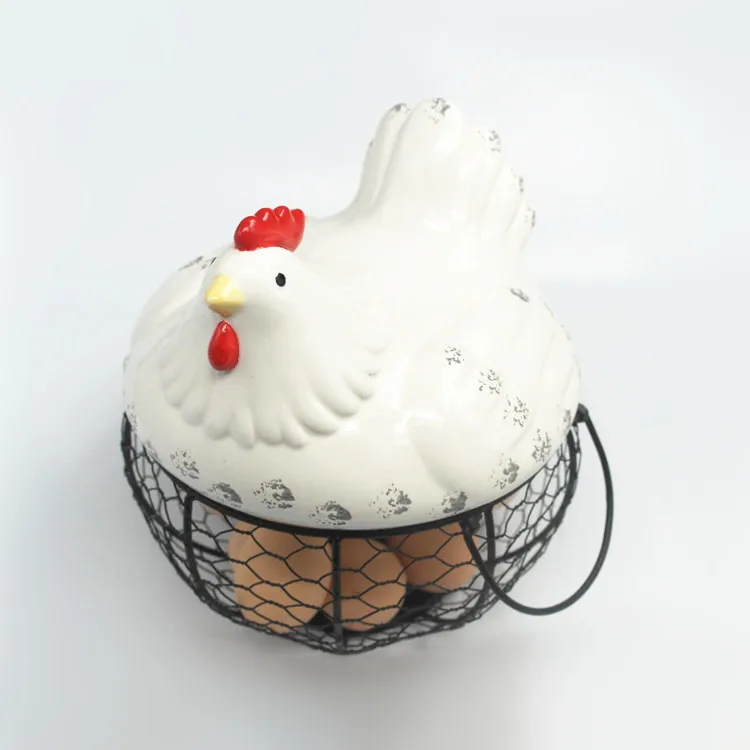 Керамическая подставка для яиц, куриная проволока, корзина для яиц, корзина для фруктов, креативная коллекция, керамические украшения для куриц, аксессуары для кухни