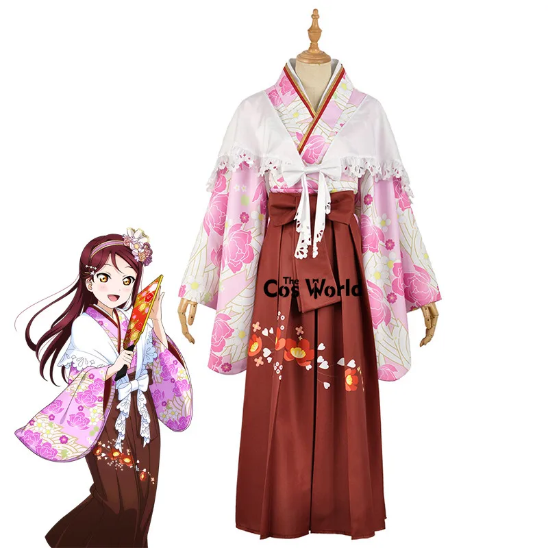 Love Live Sunshine Aqours Sakurauchi Riko Taisho кимоно юката платье наряд аниме костюмы для косплея |