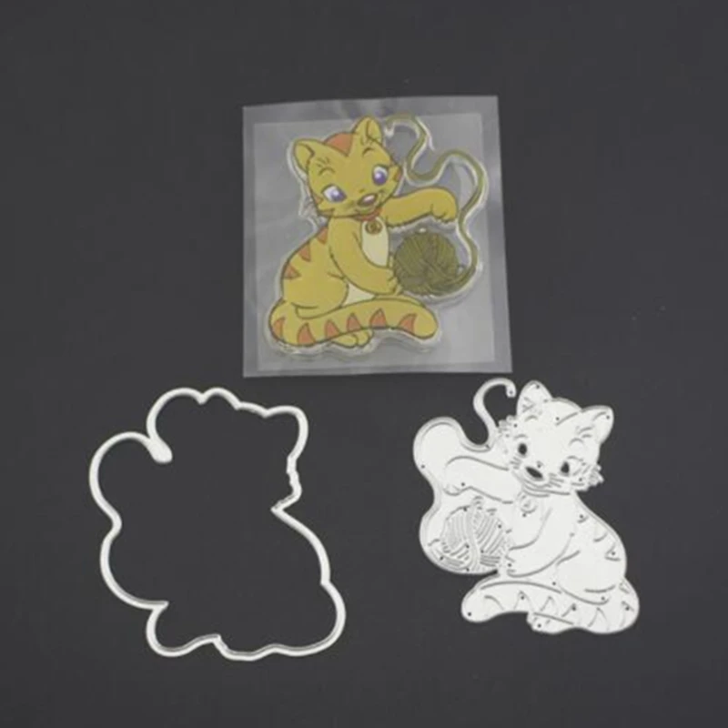 

SCD473 Cat Metal Cutting Dies For Scrapbooking Stencils DIY Album Cards Decoration Embossing Folder Die Cuts Clear Stamps Tool
