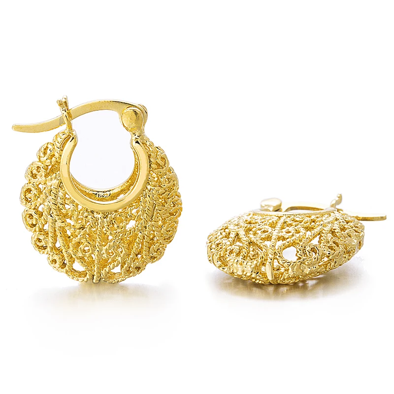 Женская круглая ажурная заколка золотистого цвета E052B|clip earrings|fashion clip earringsearrings clips