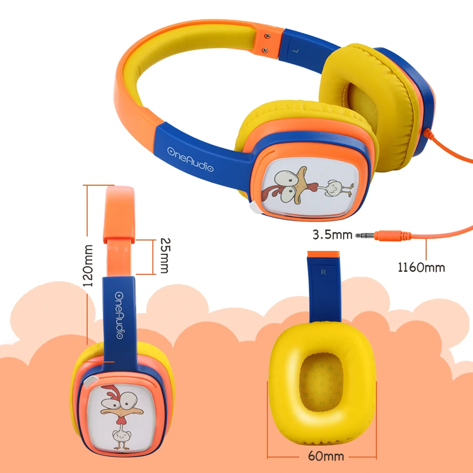 OneAudio DIY Рисование карты детские наушники милый мультфильм портативный Проводная