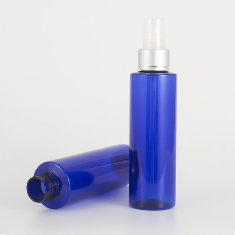 150ml 40pcs/lot Empty Perfume Spray Bottle Blue Plastic Bottle With Silver collar Sprayer Pump Container home reuse