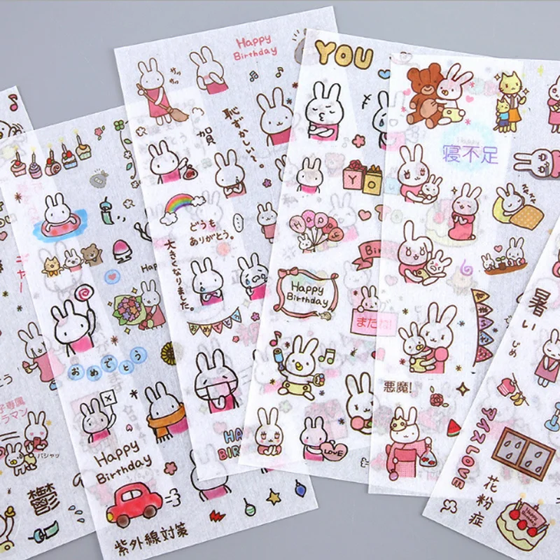 6 шт./лот ручная роспись серия ПВХ наклейки украшения сделай сам скрапбукинг kawaii