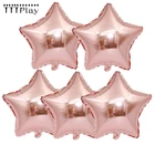 Воздушный шар в форме сердца, 18 Дюймов, 5 шт., звезда цвета розового золота гелиевый воздушный шар покрытый фольгой