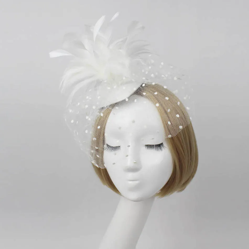 YULUCH 2018 Creative aristocratic bride mesh tiara feather veil double hair clip sweet woman dance party hat | Украшения и