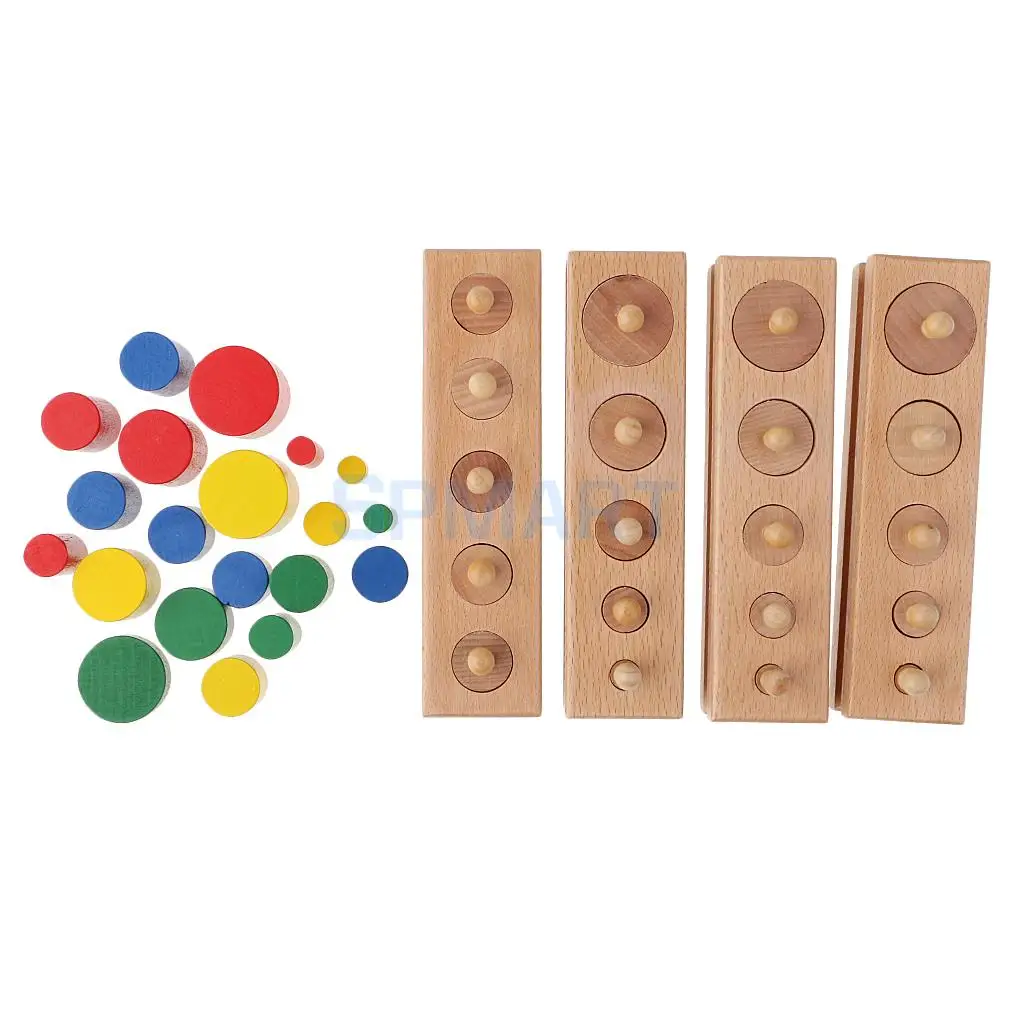 

Montessori Materials Wooden Learning Toy Educational- Socket Cylinder Blocks