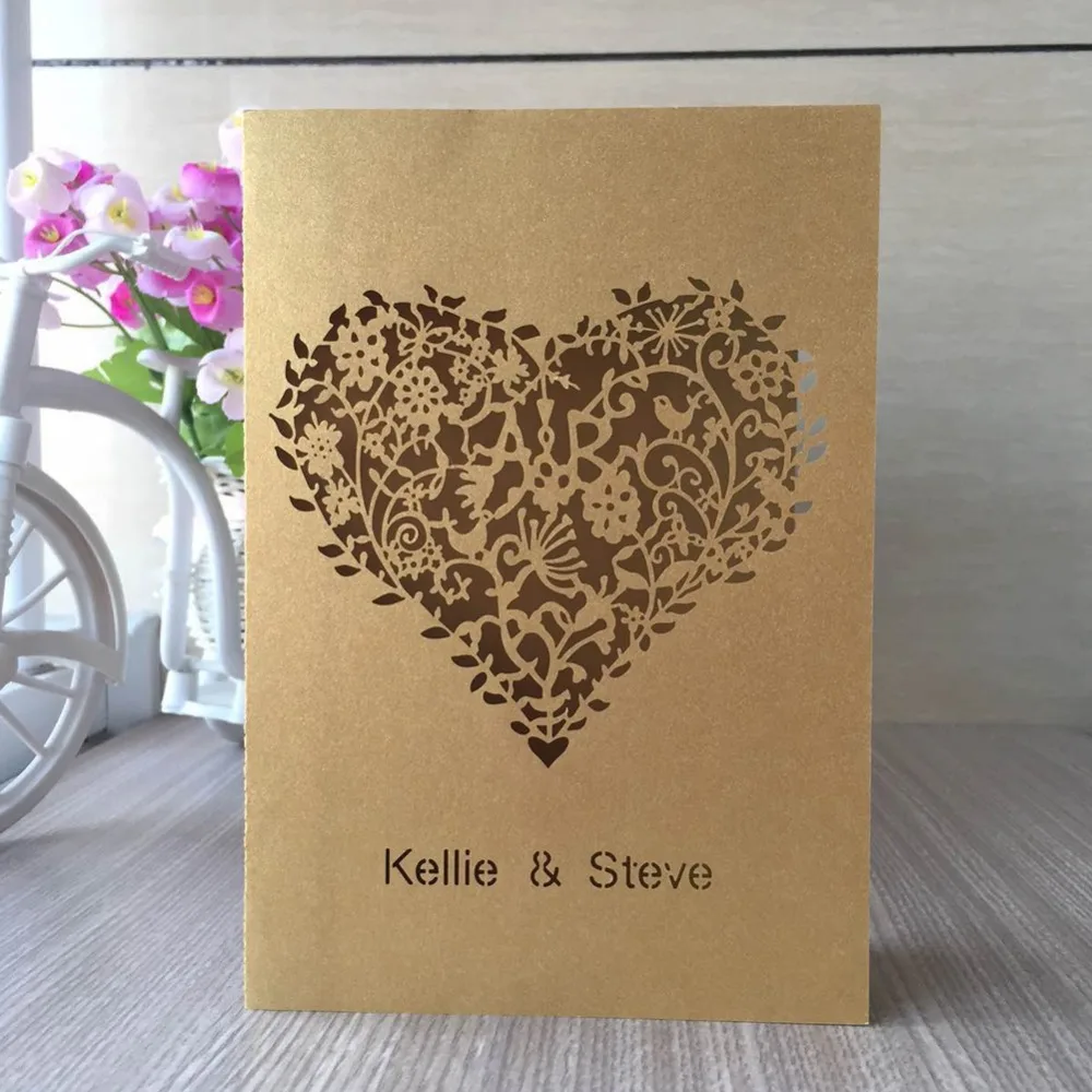 Для печати персона 100 шт. лазерная резка любящее сердце дизайнерские свадебные