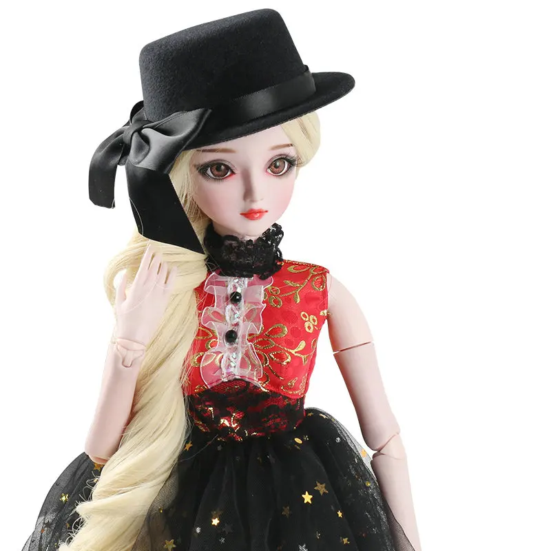 Кукла шляпа для Bjd 1/3 кукла девушка топ красный/синий/черный/фиолетовый головной