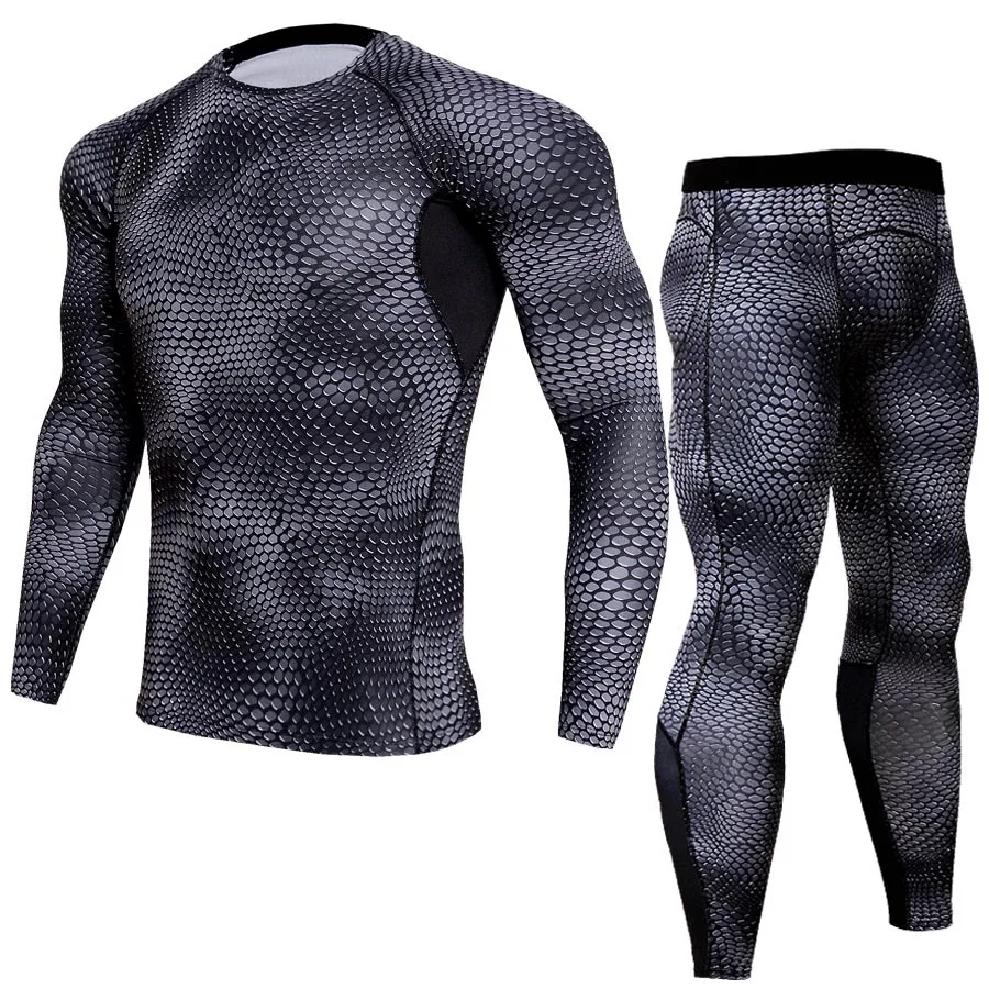 

Quick Dry Fitness Joggers Skinny Mens T-Shirts Set Elastic Compression Tight 2 Piece Men's Sportswear T Shirt Sets Dropshipping