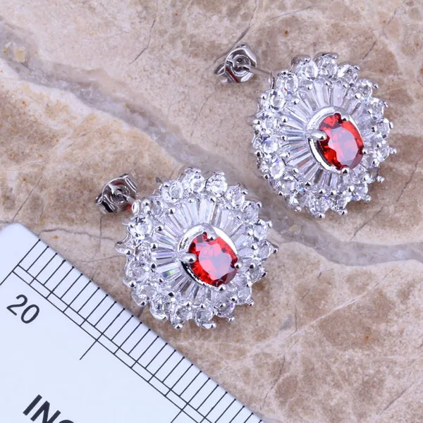 Комплект из кольца и серёг с фианитом Размер 6 / 7 8 9 10|silver jewelry set|jewelry setsearring pendant |
