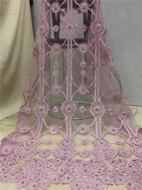 Французский кружевной материал с блестками 5 ярдов вышитый бисером тюль