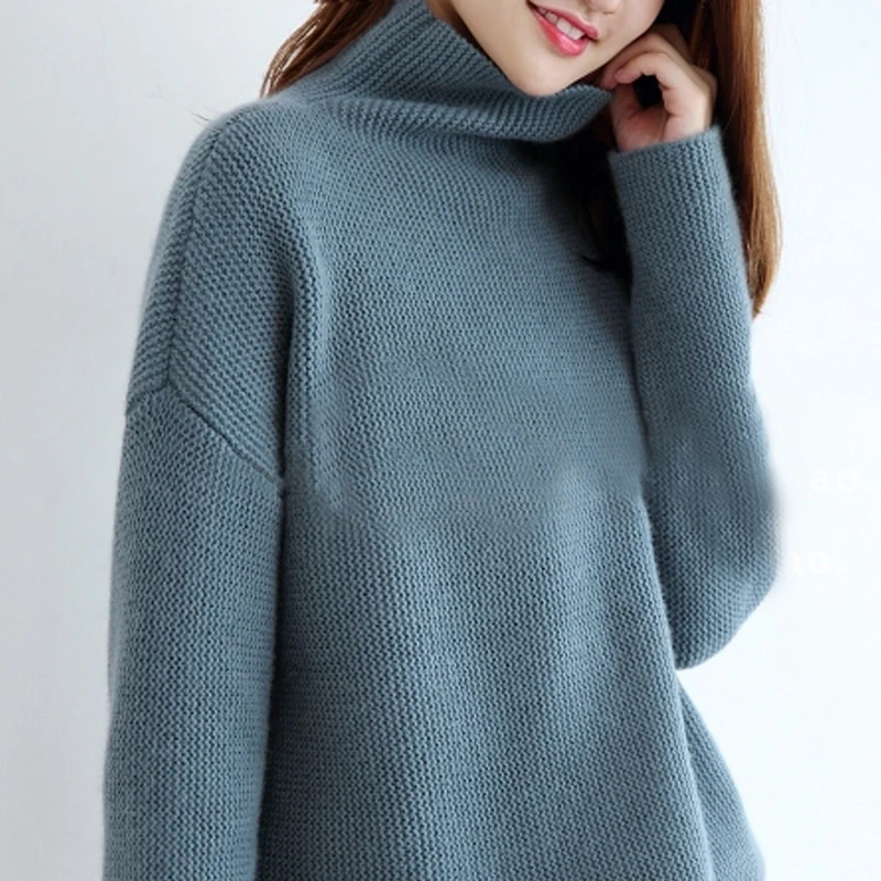 Women Sweater 100% Wool Knitting Jumpers Hot Sale Ladies Turtleneck Pullovers Woolen Knitwear Winter Standard Tops | Женская одежда