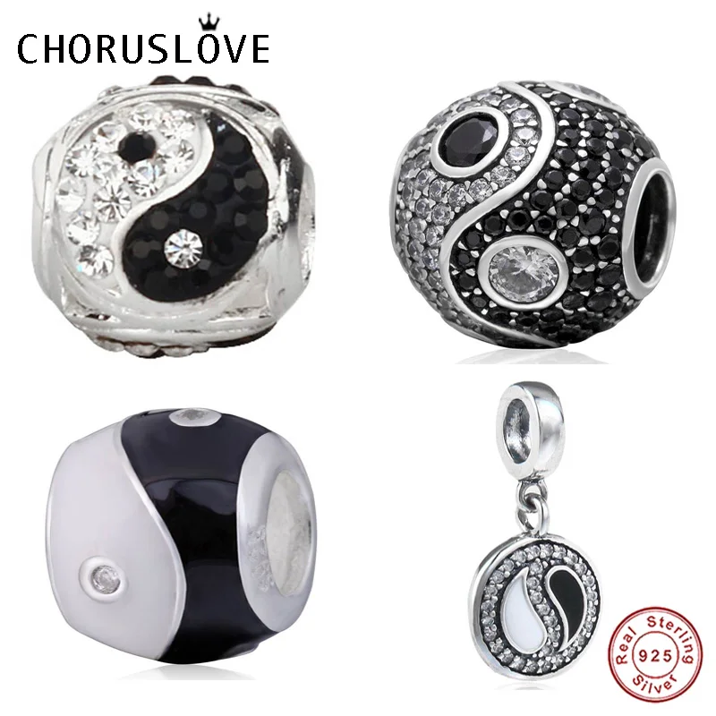 Choruslove Yin Yang Charm Tai Chi бусы с шариком для Pandora Charms сделай сам браслет