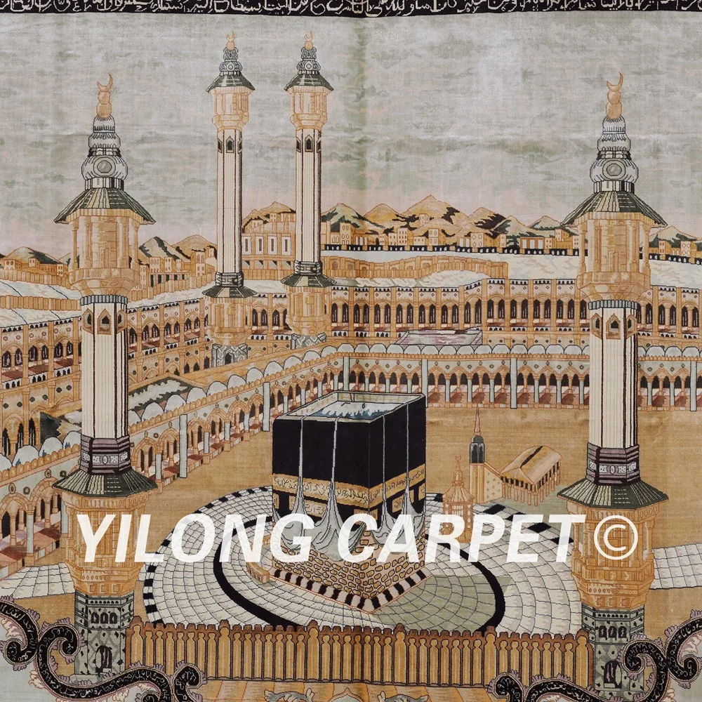 Goede YILONG 7.2 'x7. 2' Moslim Gebed Handgemaakte Perzische Zijde Tapijt Vierkante Gebied Tapijt (LH144A7.2x7.2)