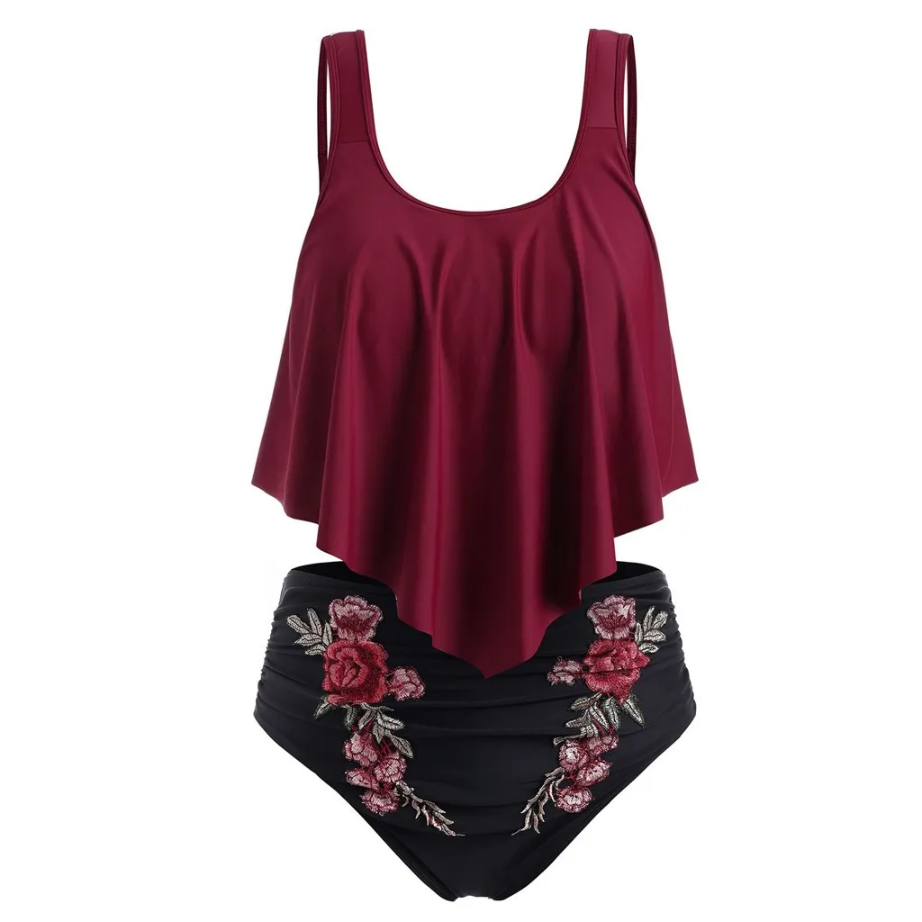 2 шт. купальник с подкладкой размера плюс женский танкини купальный костюм