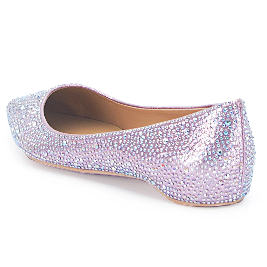 

Stylesowner Amazing luxury brand flat rhinestone shoe comfortable slip on pointed toe wedding shoes bling bling crystal shoes