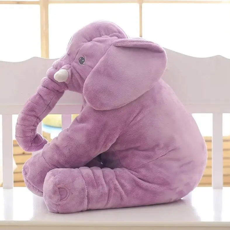 purple 1 шт. 40/60 см с изображением персонажей из мультфильма «Большой Размеры плюшевый слон, игрушка для маленьких детей спящая задняя подушка мягкая подушка, слон, кукла, подарок на день рождения - Цвет: purple