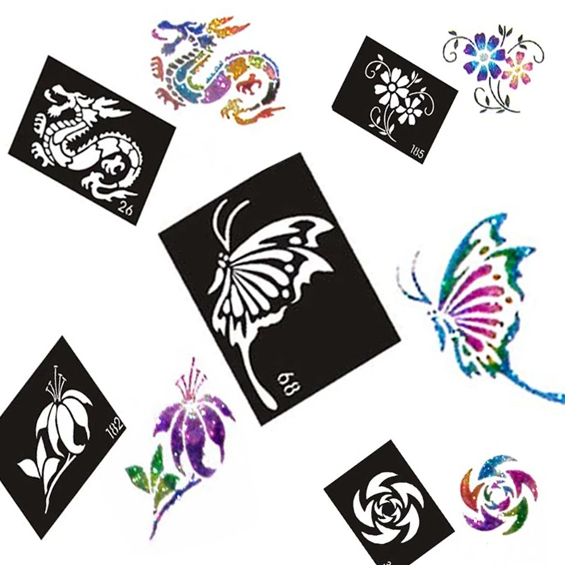 100 шт. Блестящий трафарет для рисования татуировок трафареты с аэрографом