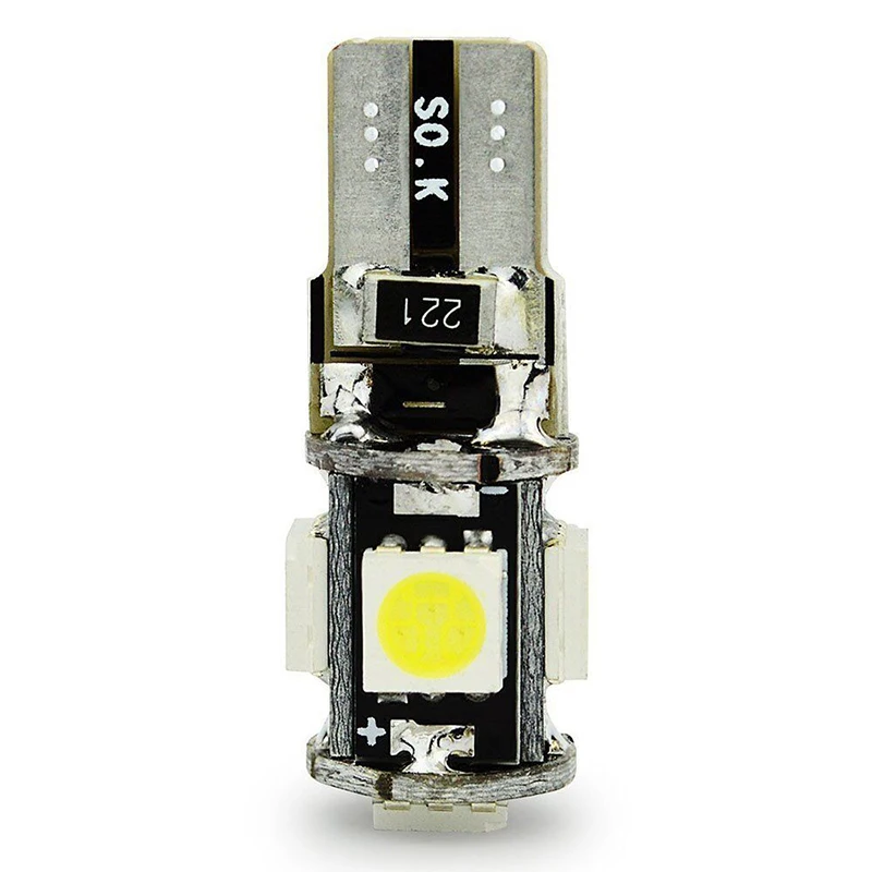 1x T10 Canbus Белый Синий Красный 5smd Автомобильный свет W5w 194 168 лампочки ошибки DC 12V