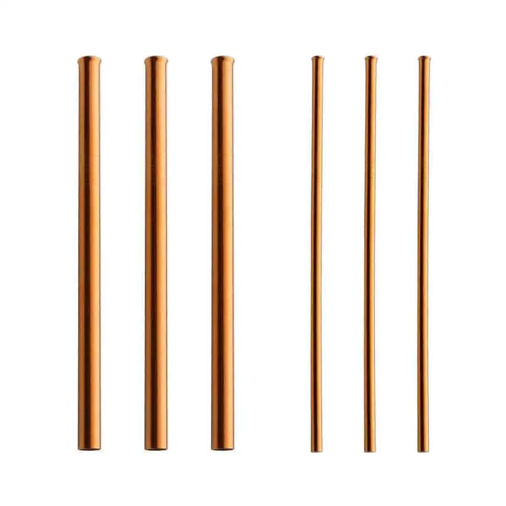 Rosegold 6 PCS 4/6 шт. 21 см соломенная Складная Многоразовые соломы Нержавеющая сталь соломенная щетка Портативный открытый бытовой питьевой инструмент для бара - Цвет: Rosegold 6 PCS