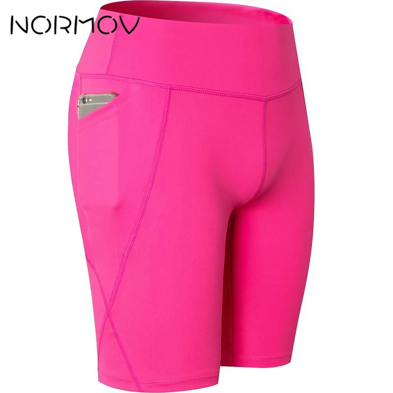 Женские спортивные шорты NORMOV однотонные с высокой талией и ходовые йоги дышащая
