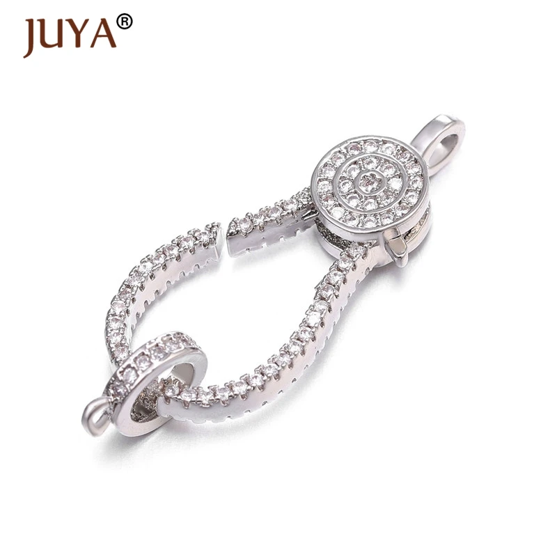 Juya Supplies For Jewelry Wholesale Luxury Zirconia Clasps Hooks Accessories For Making Bracelets Necklaces DIY Craft