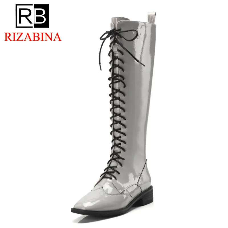 RIZABINA/женские ботинки на плоской подошве зимняя женская обувь молнии со шнуровкой