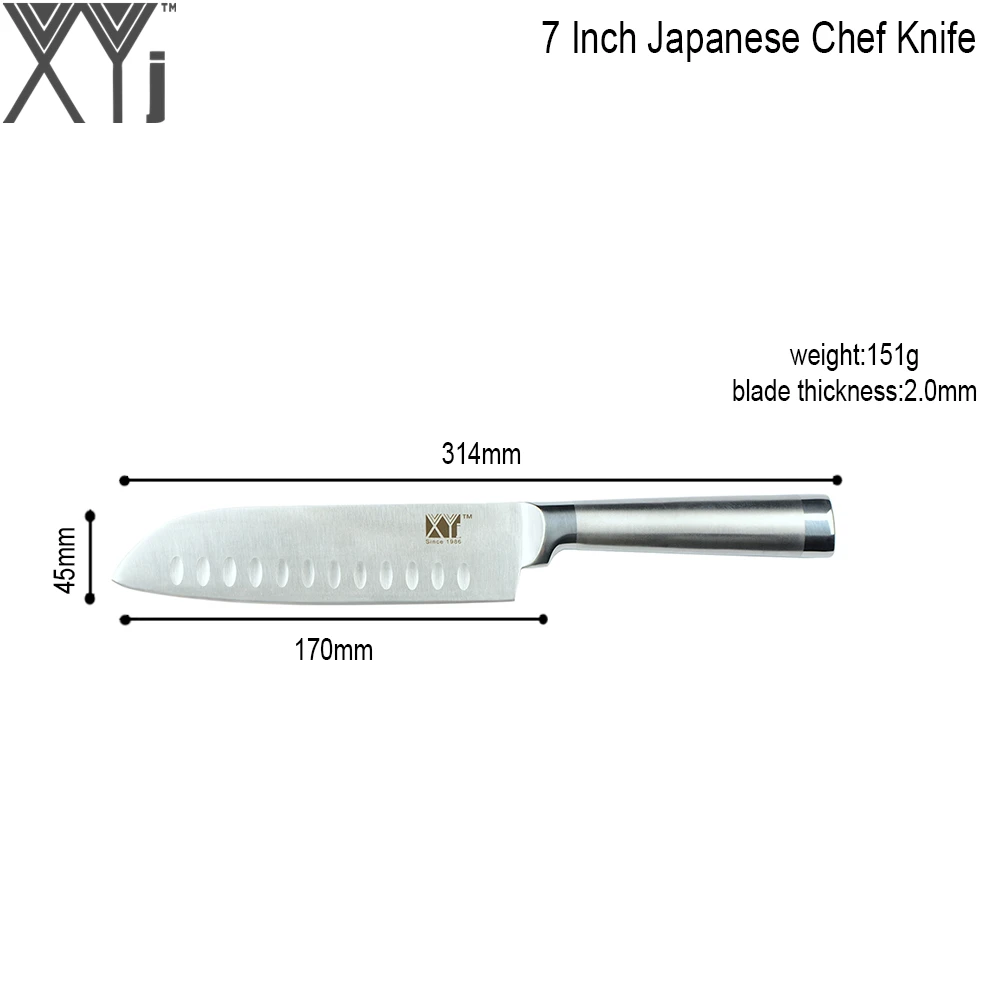 XYj 8 ''нержавеющая сталь Кухня Ножи Стенд 8'' шеф повар ''нарезки 7'' Santoku 5
