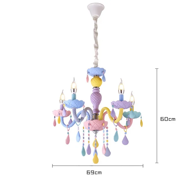 5 heads lamp Хрустальная люстра Макарон Цвет подвесной светильник детская комната блеск Cristal креативная Фантазия девушка принцесса светильник светильники - Цвет абажура: 5 heads lamp
