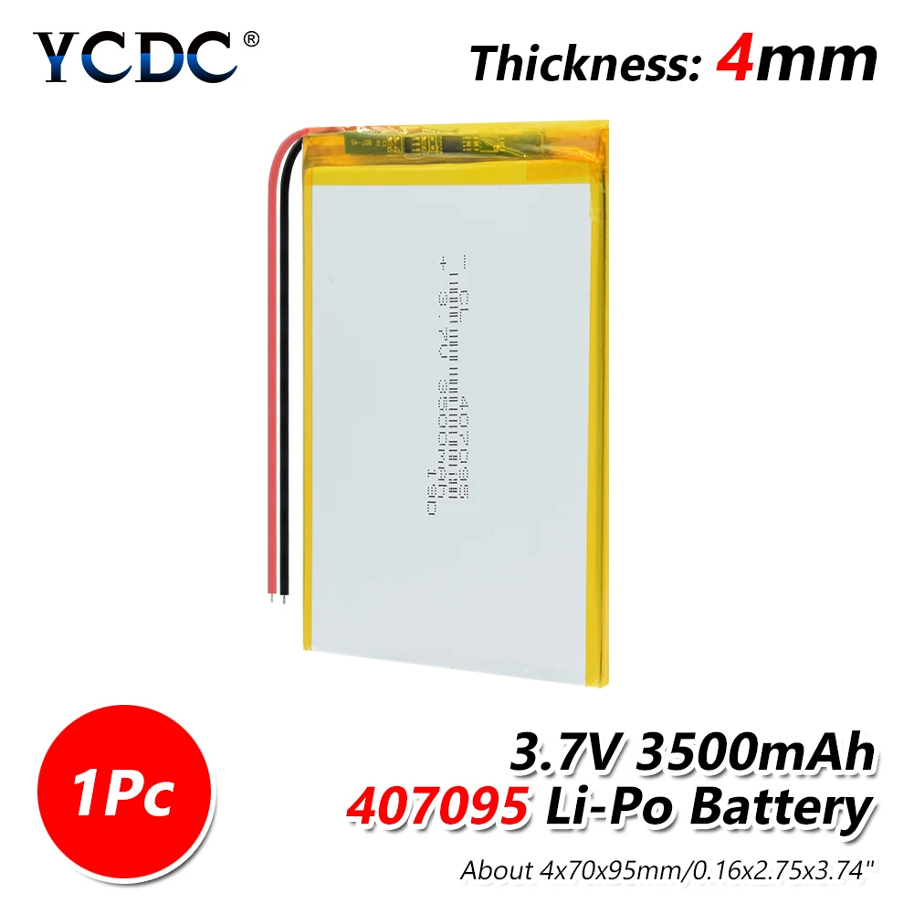 Литий полимерный литий аккумуляторная батарея 1/2/4 шт. 407095 3 7 V 3500MAH для MP3 gps