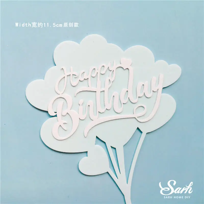Heart birthday B Блестящее украшение для именинного торта с бриллиантами, голубое, розовое, золотое, для мальчиков и девочек, вечерние украшения, Сказочная выпечка, милые подарки - Цвет: Heart birthday B