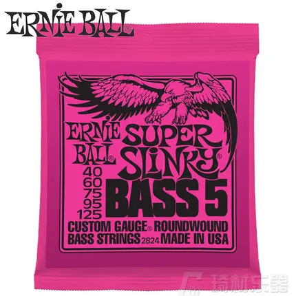 Ernie Ball 2824 Super Slinky 5-String Nickel Wound Electric Bass Strings 40-125 | Спорт и развлечения