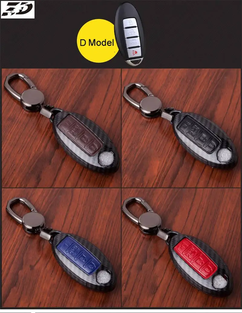 Углеродное волокно кожаный чехол для автомобильных ключей, чехол для Nissan Note Tiida листьев Qashqai J10 J11 X-Trail t31 t32 ногами Pathfinder Murano Juke - Название цвета: D Model