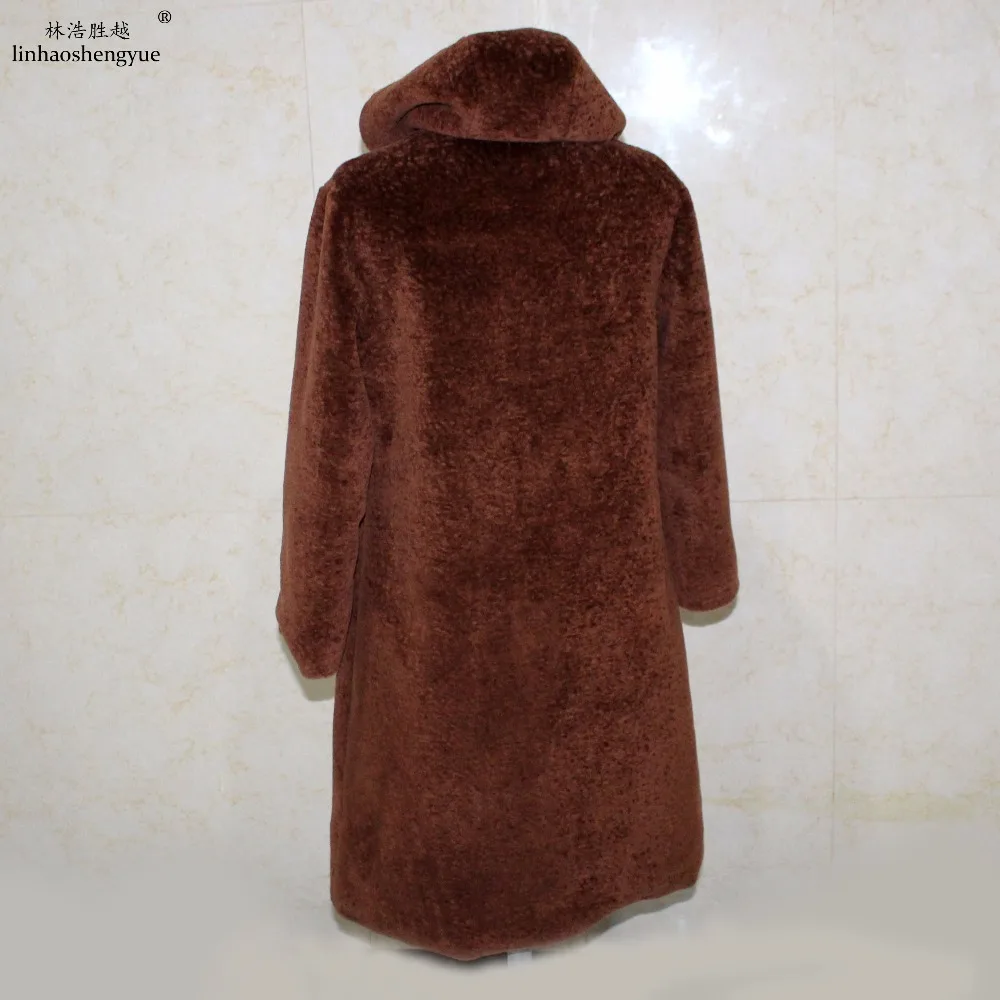 Linhaoshengyue  Winter Warm Fashion Compound Sheep Shearing Fur Coat Real Fur Winter Women Coat
